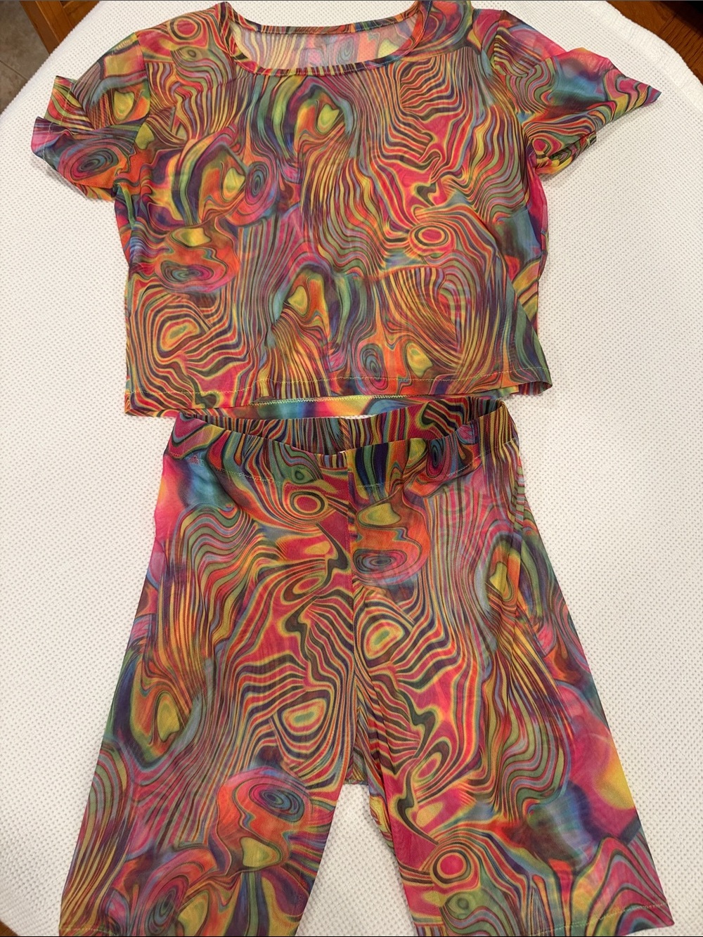 Women’s Multicolor Swirl Bike Shorts set — FESTIVAL -Rave Wear
